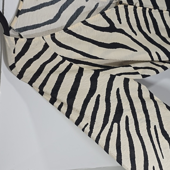 {H&M} Balloon Sleeve Button-Down Tie-Belt Maxi Dress - Zebra Print - Large (O/F) - Picture 6 of 14